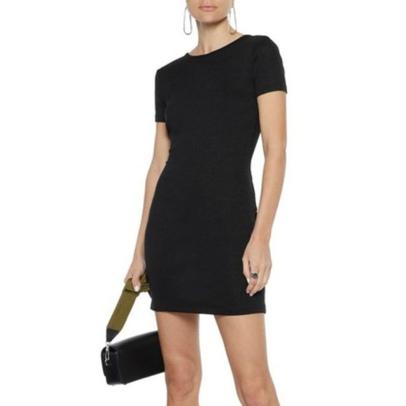 Rag & Bone Casual Ribbed Knit Mini Dress Black - Picture 1 of 7